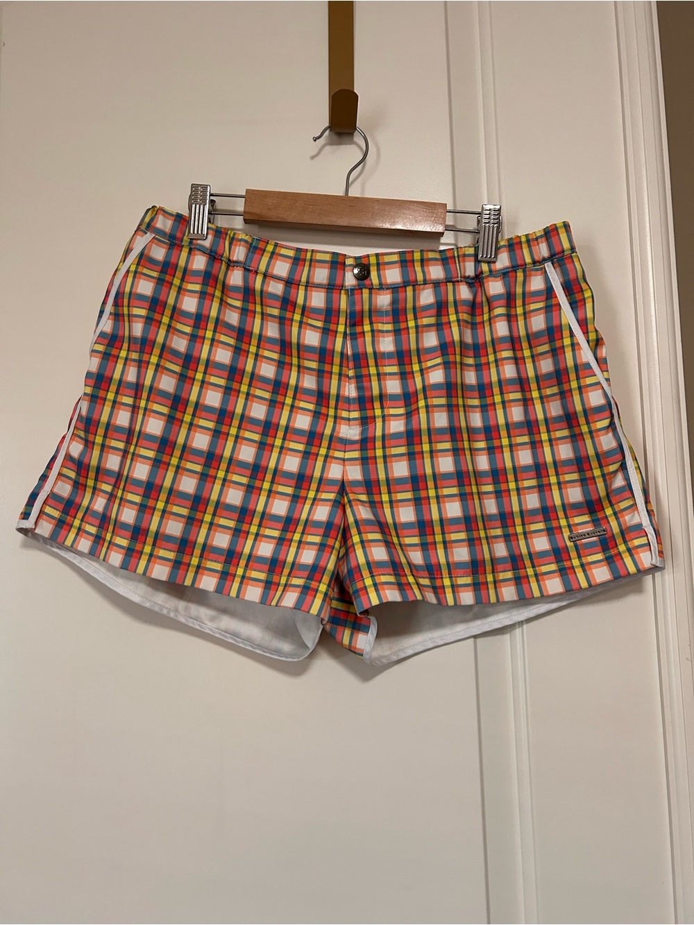 🔆🌊🌀Parke & Ronen Multicolor Summer Plaid Swim Trunks 🌀🔆🌊